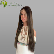Load image into Gallery viewer, Lebeauty Hair Highlighht Color Wigs Lace Top Wigs European Jewish Wig Straight Kosher Wigs