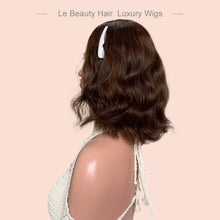 Load image into Gallery viewer, Short Length Wave Style Natural Brown Color Swiss Lace Top Jewish Wig Kosher Wigs