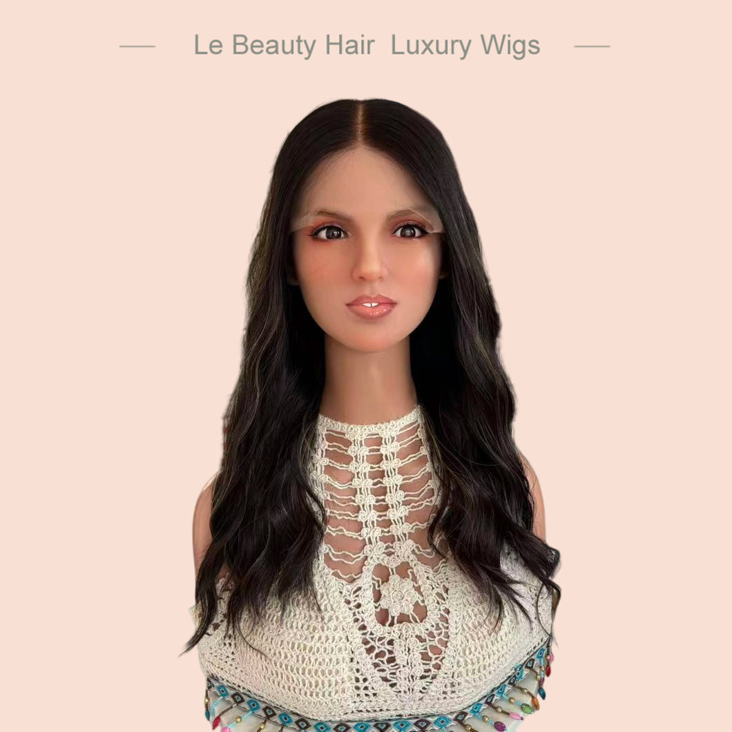 Lebeauty Hair Luxury Natural Black With Highlight Color Wigs Lace Top Wigs Europen Hair Jewish Wig Kosher Wigs