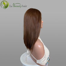 Load image into Gallery viewer, Brown Color Swiss Lace Jewish Wig Kosher Wigs Human Hair European Hair Natural Straight