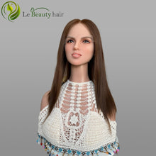 Load image into Gallery viewer, Brown Color Swiss Lace Jewish Wig Kosher Wigs Human Hair European Hair Natural Straight