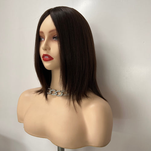 Russian Hair/ Silk top wig with small layer/ natural brown
