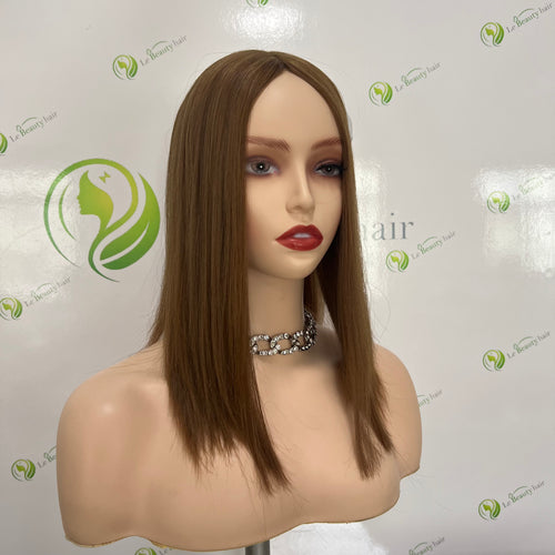 Silk topper/European hair/Jewish wig/Warm brown