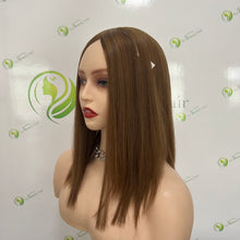 Load image into Gallery viewer, Silk topper/European hair/Jewish wig/Warm brown