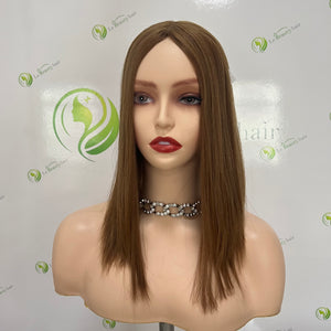 Silk topper/European hair/Jewish wig/Warm brown