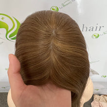 Load image into Gallery viewer, Silk topper/European hair/Jewish wig/Warm brown